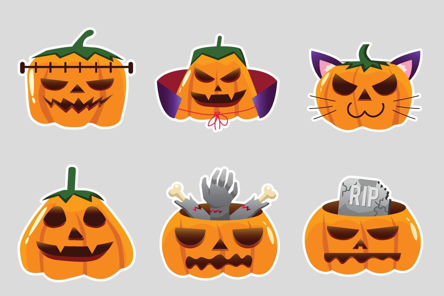 lindo emoticón de calabazas de halloween vector