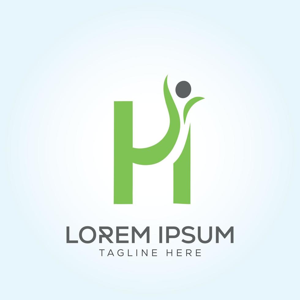 Letter H human people green Logo Template In Modern Creative Minimal Style Vector Design