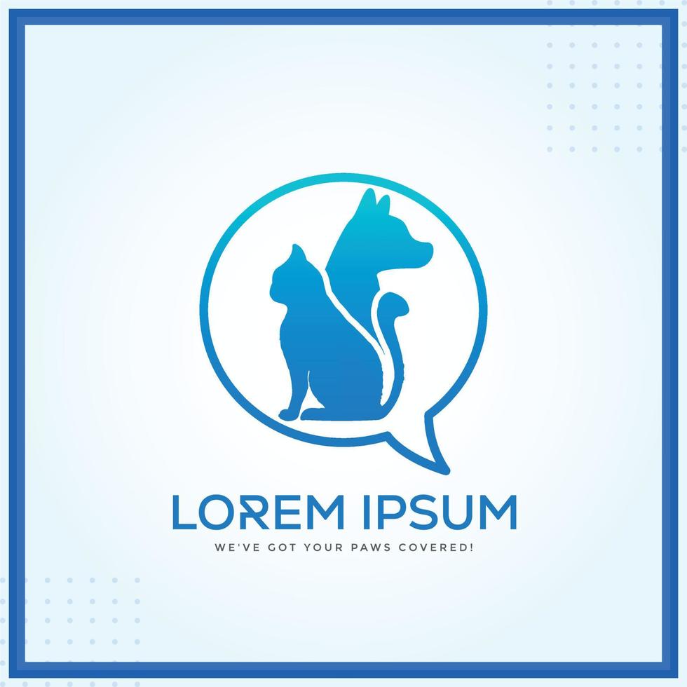 Dog Cat Pet Lover Message Logo Template  In Modern Creative  Minimal Style  Vector Design