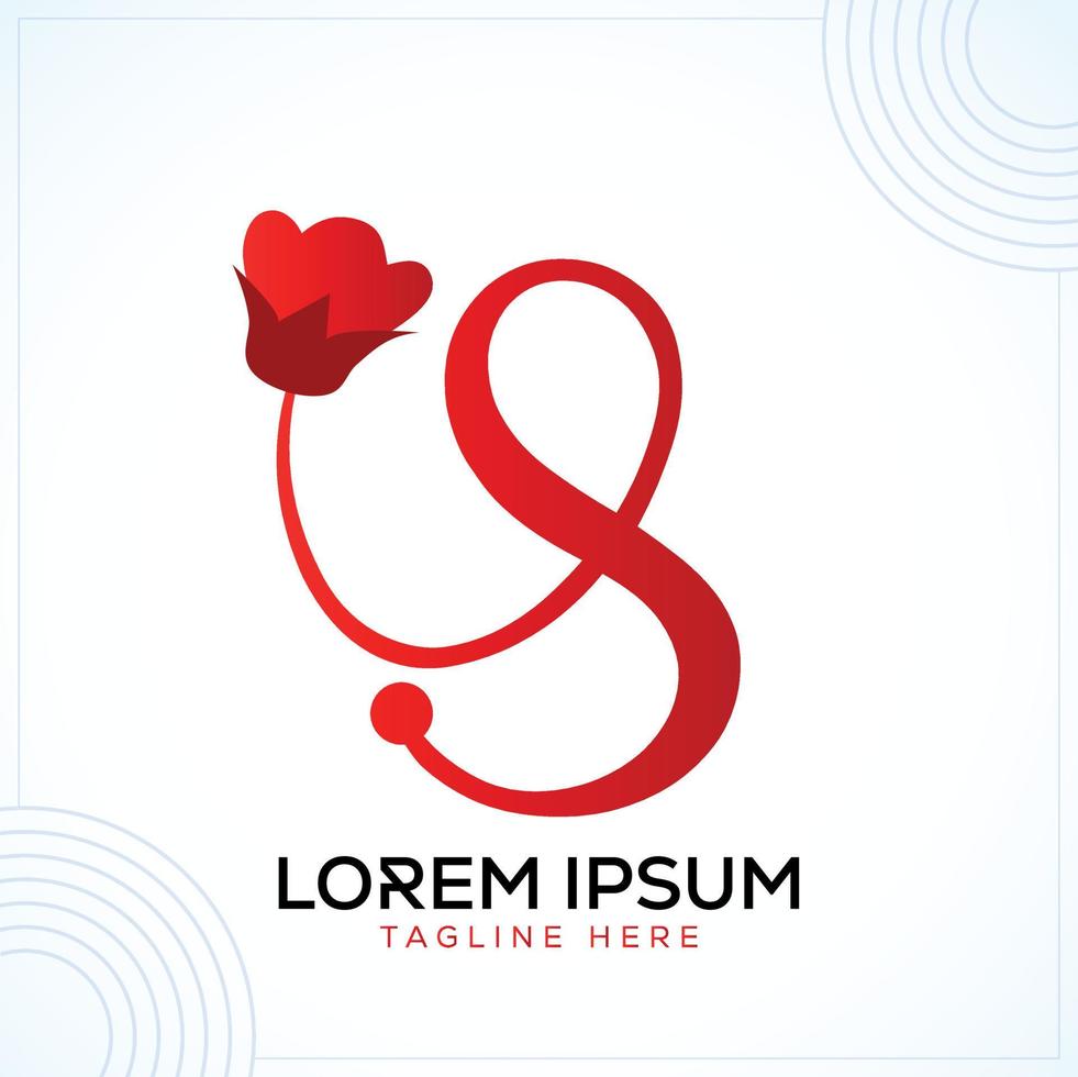 letra s lujo flor floral widding amor romántico moderno creativo premium logo diseño vector plantilla
