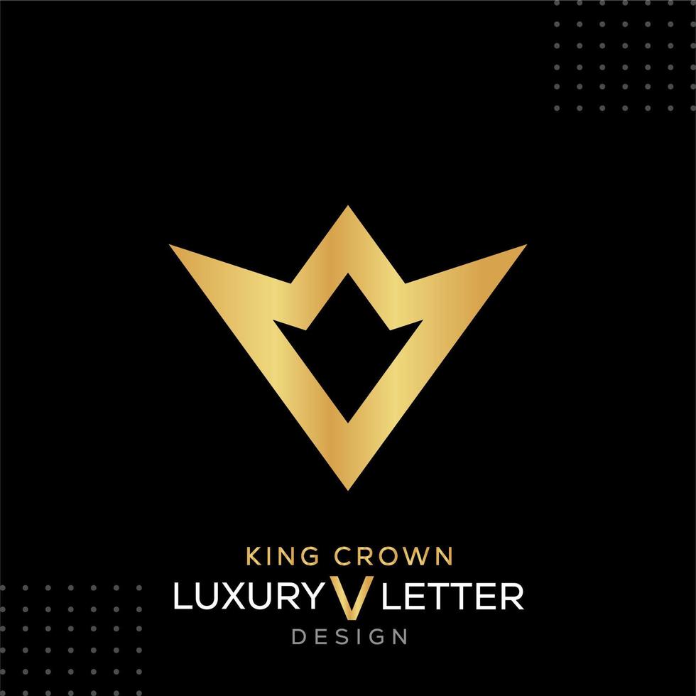 V king crown letter Logo Template  In Modern Creative  Minimal Style  BlacK Vector Design