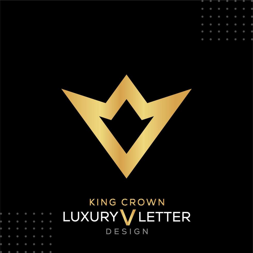 plantilla de logotipo de letra v king crown en diseño de vector negro de estilo minimalista moderno y creativo