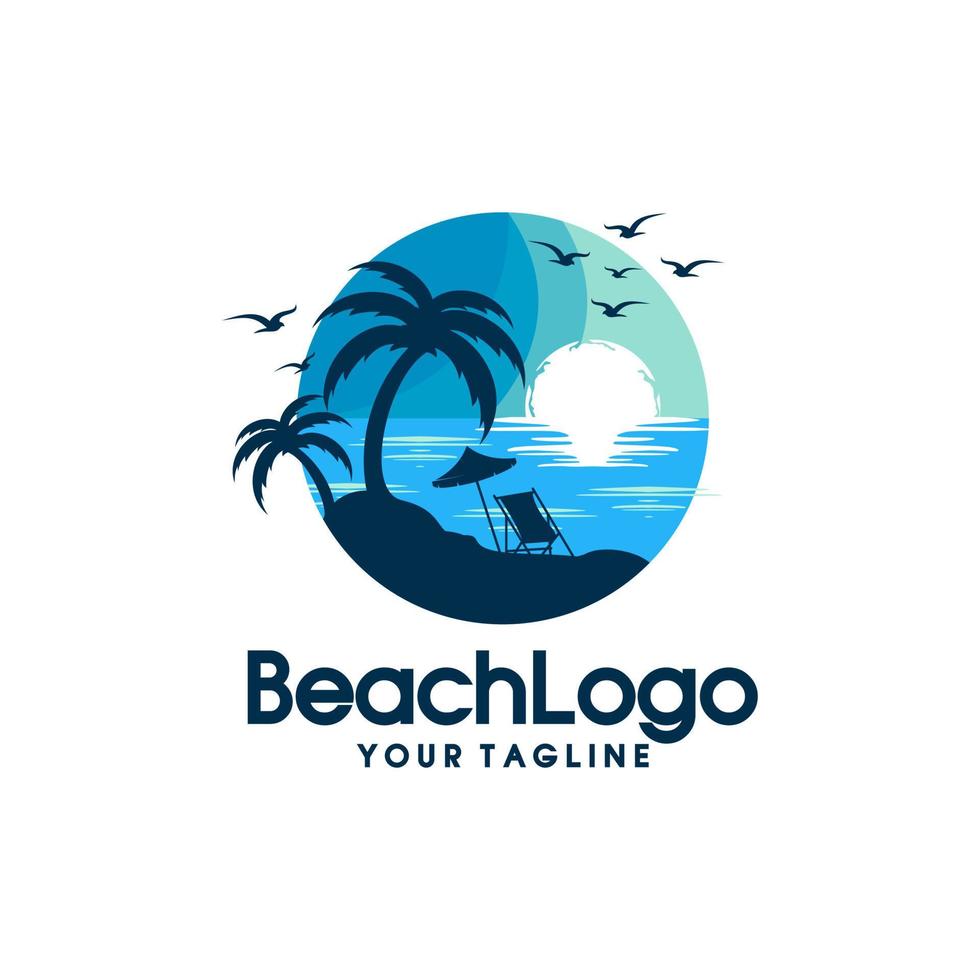 playa verano vector logo ilustración