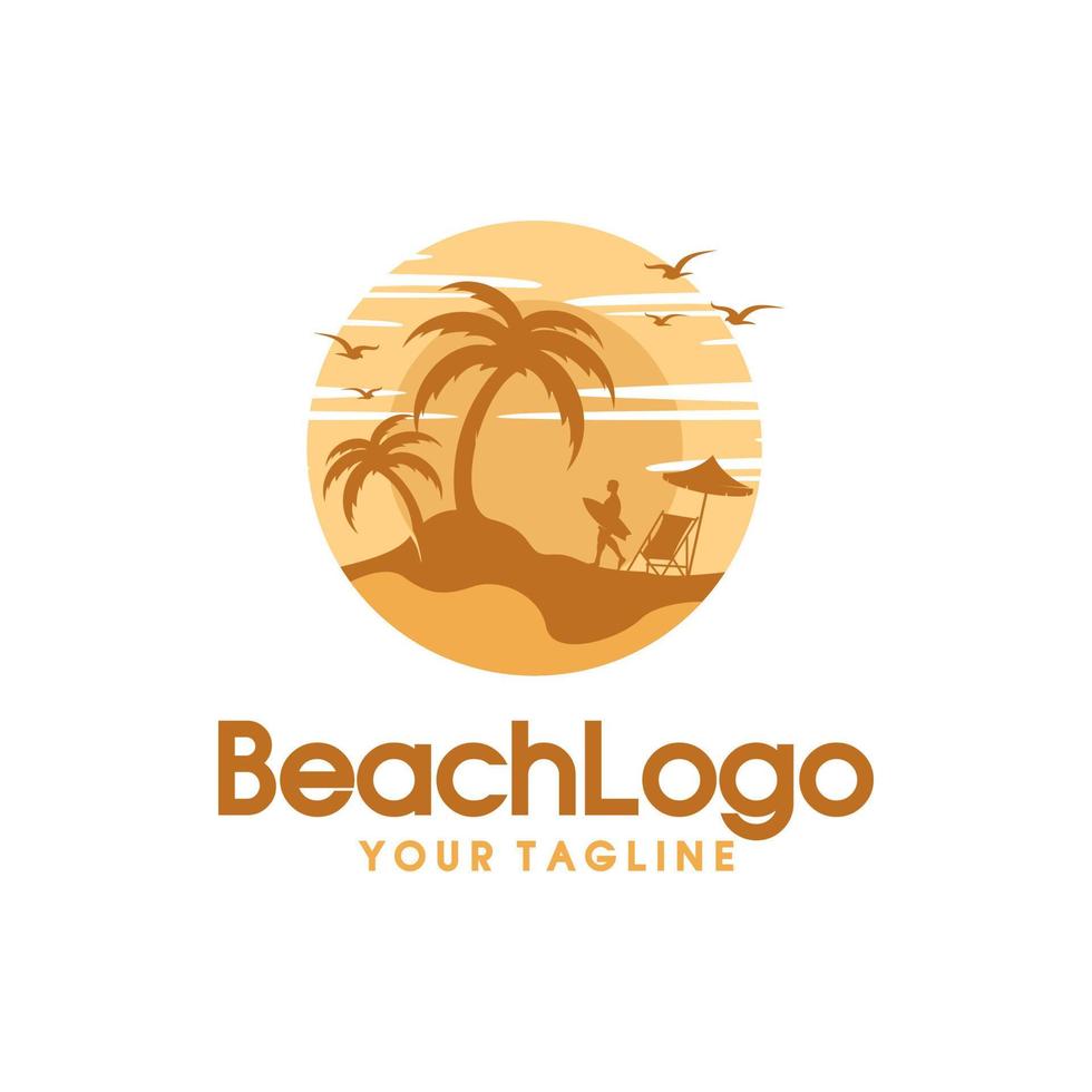 ilustración de logotipo de vector de verano de playa