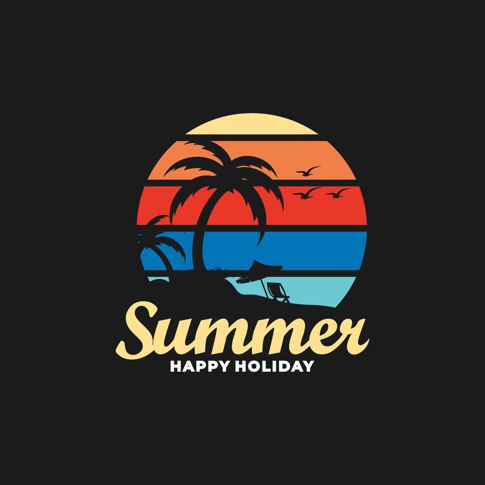 ilustración de logotipo de vector de verano de playa