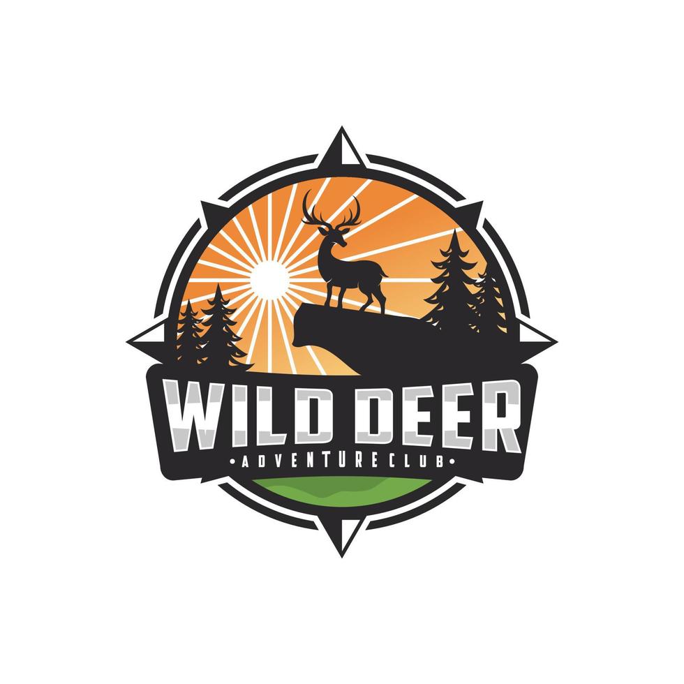 Wild deer adventure mountain logo vector
