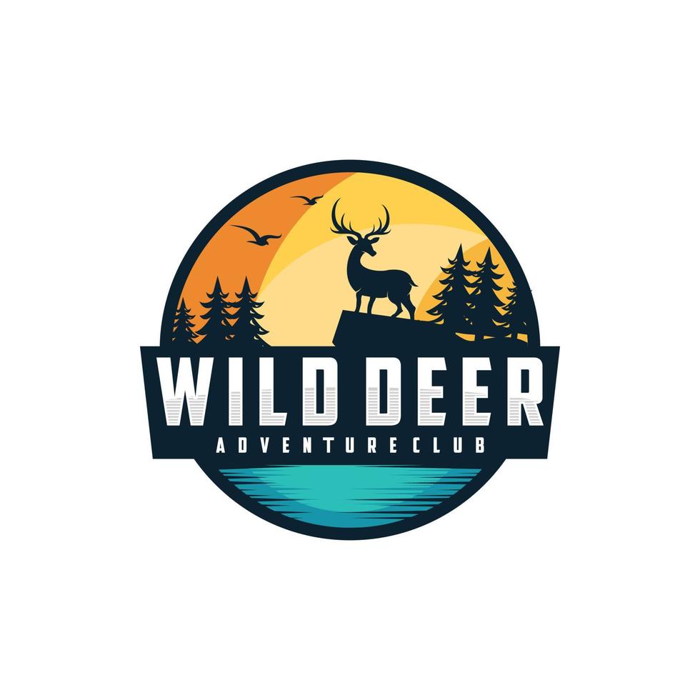 Wild deer adventure logo vector