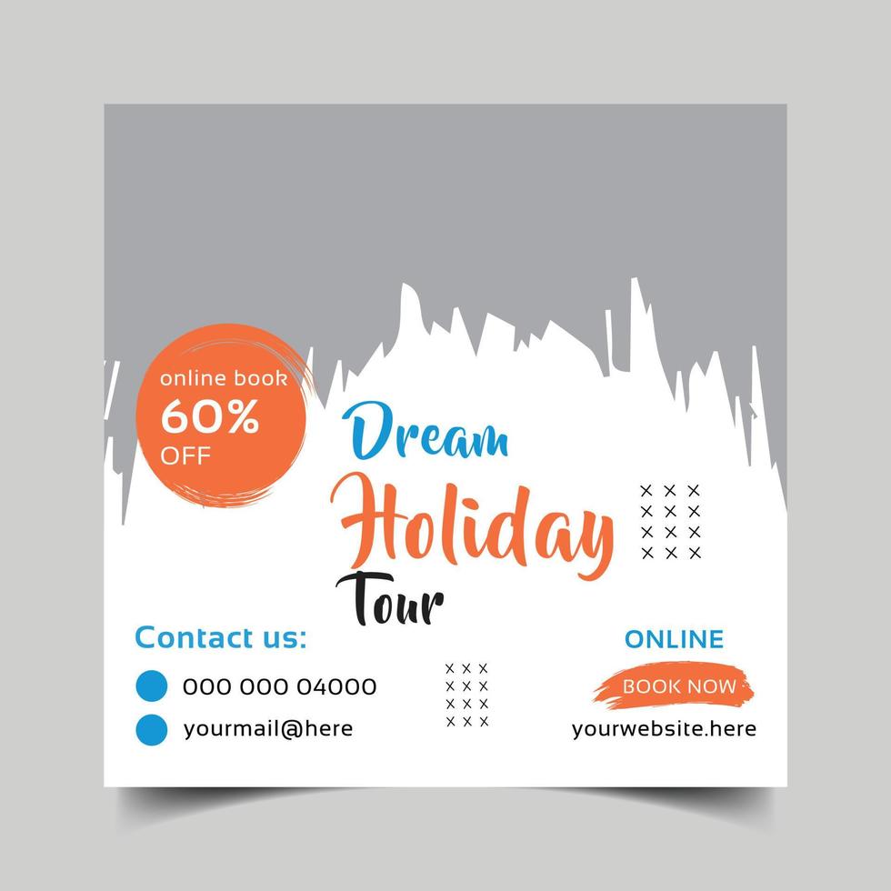 Travel Social Media post Template free  Vector