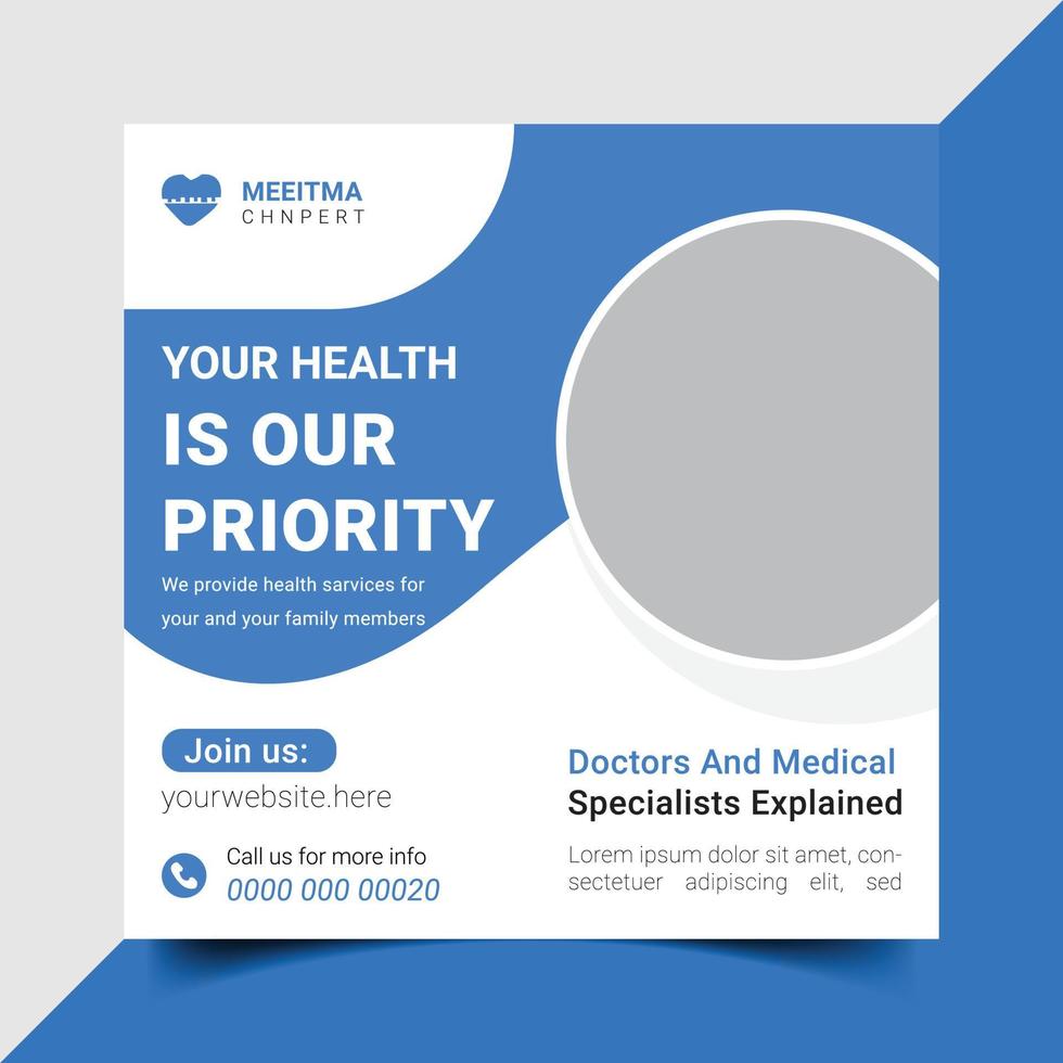 Medical Social Media Post and flyer template pro vector