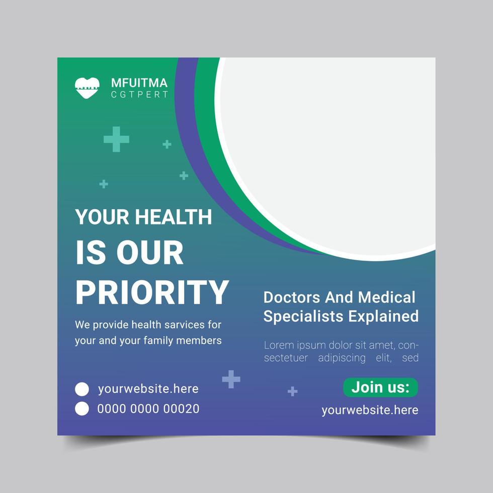Medical Social Media Post and flyer template pro vector