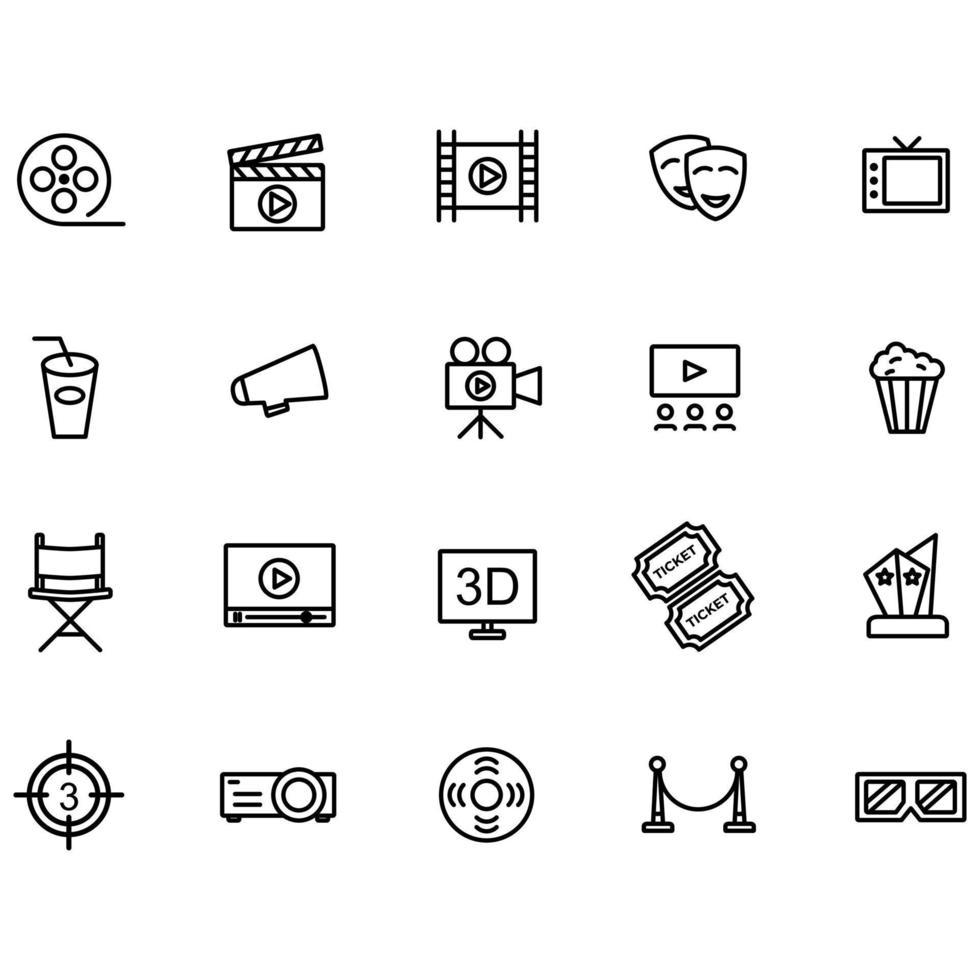 cinema and multimedia icon set this line vector