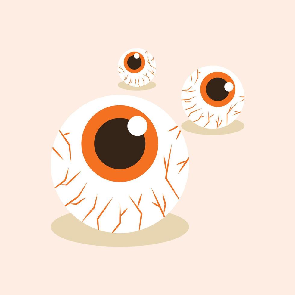 Illustration of 3 cute eyeballs lying on the cream floor on Halloween vector