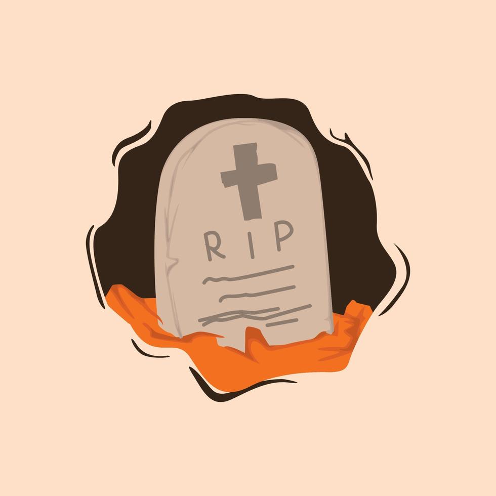 Illustration of a tombstone in a black magic hole on halloween vector