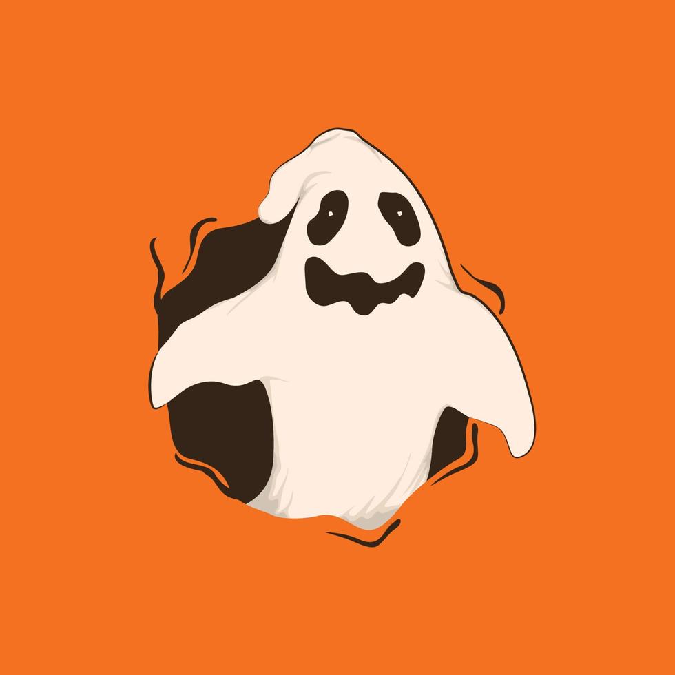 Illustration of a cute ghost coming out of black magic vector