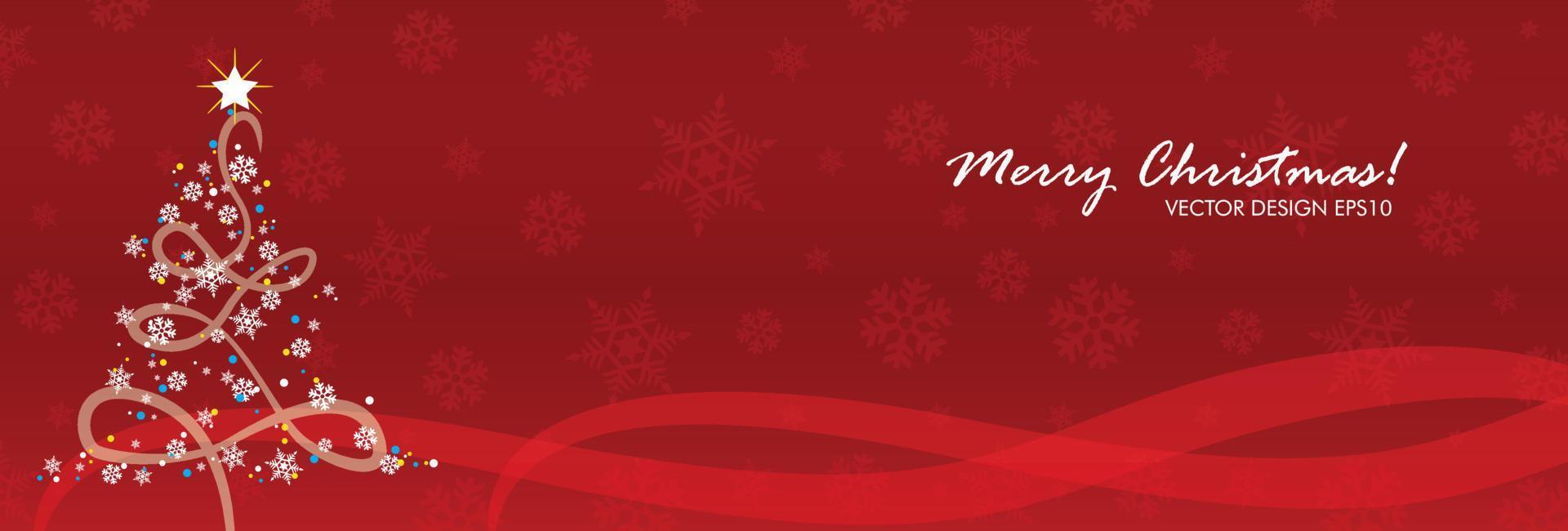 Merry Christmas web banner template with sparkling star tree, sales and offers vector