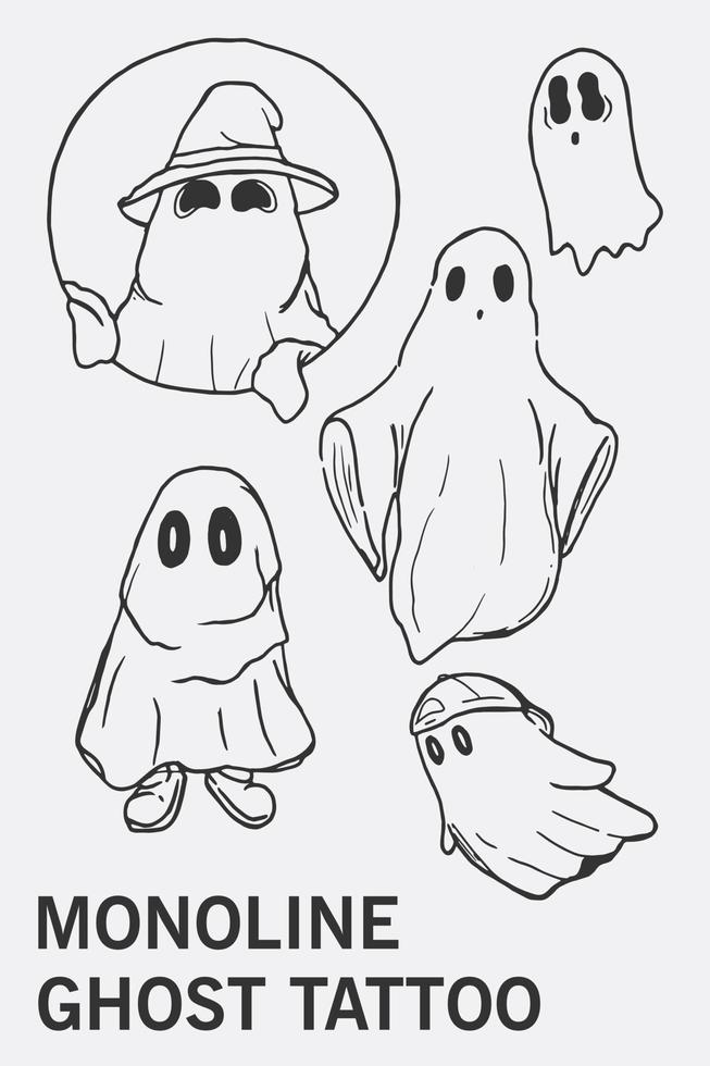 Ghost collection theme combination tattoo design in monoline style 12646784 Vector Art at Vecteezy Ghost collection theme combination tattoo design in monoline style 12646784 Vector Art at Vecteezy