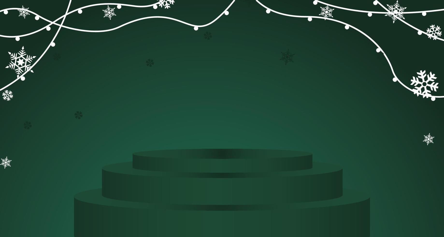 fondo de diseño navideño con fondo degradado verde y soporte de escenario verde vector