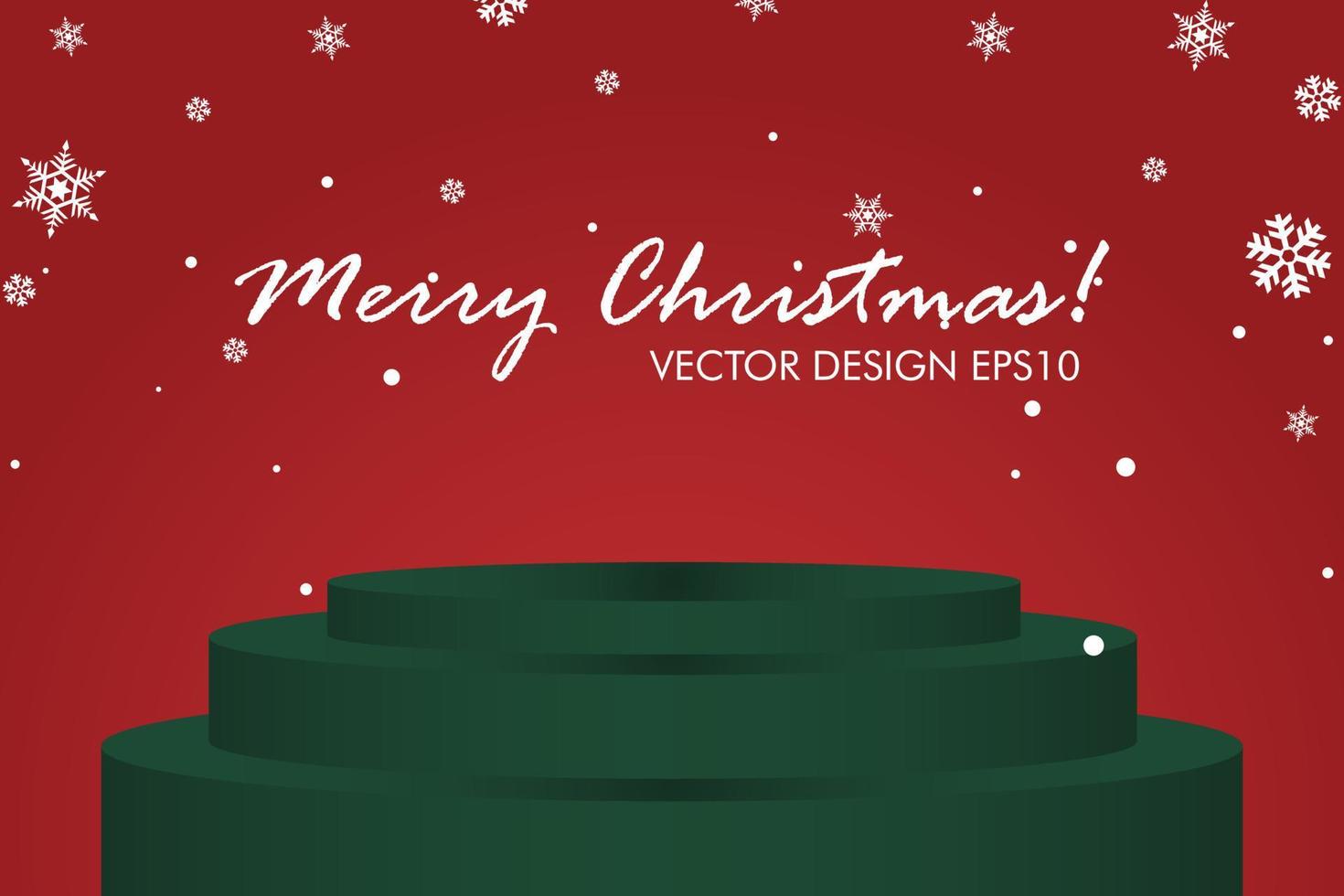 Christmas design background with red background and green stage stand vector