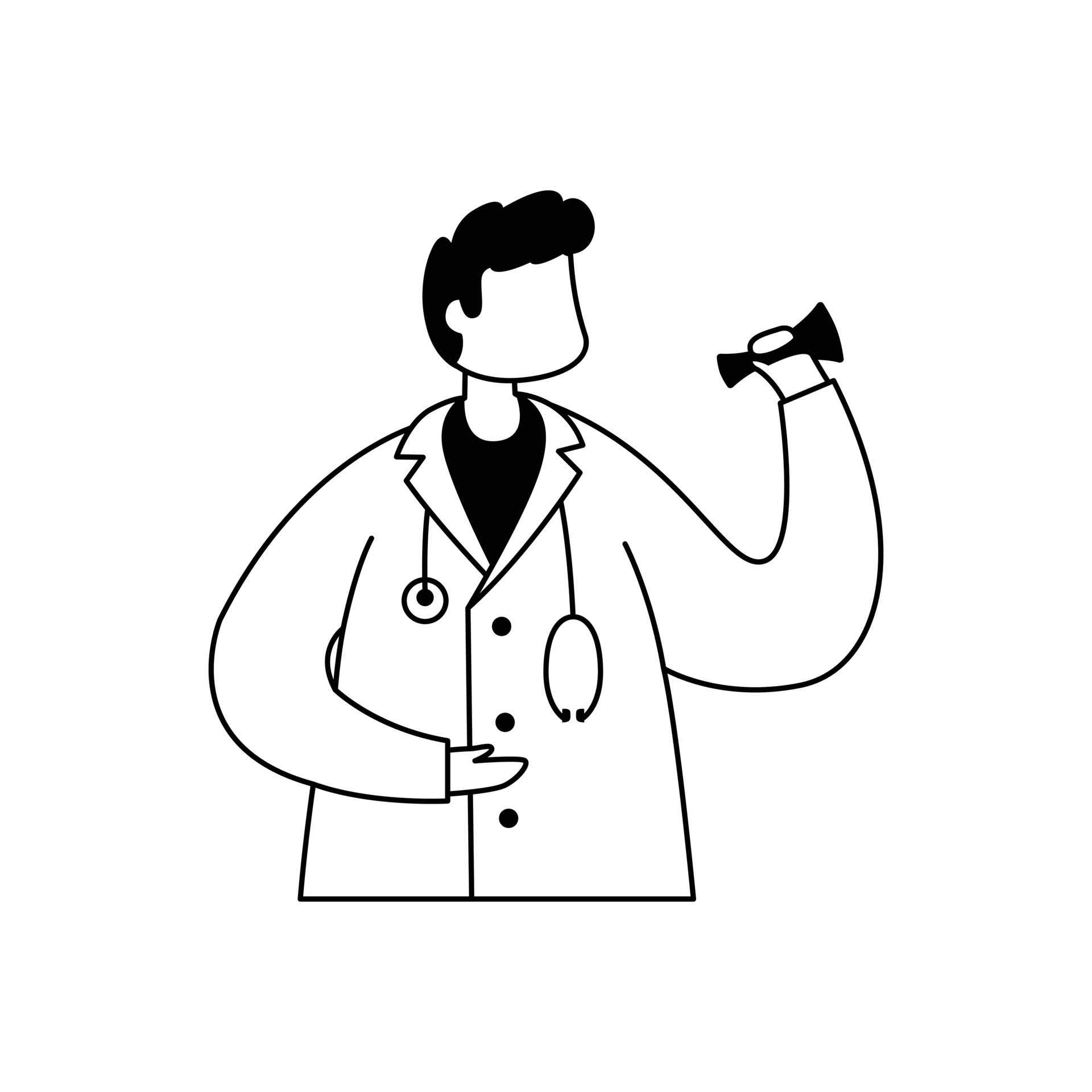 Vector illustration of a male doctor in a white coat with a stethoscope
