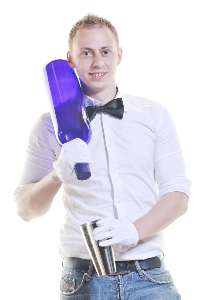 barman portrait isolated on white background photo