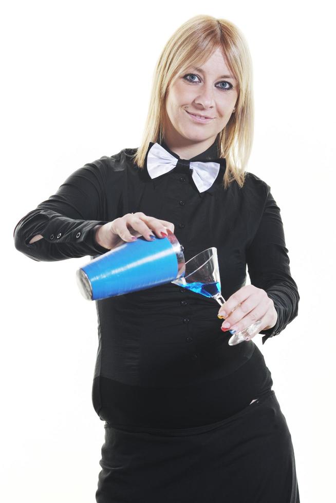 female bartender isolated on white photo