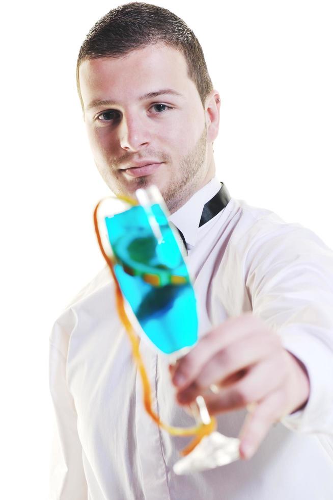 barman portrait isolated on white background photo