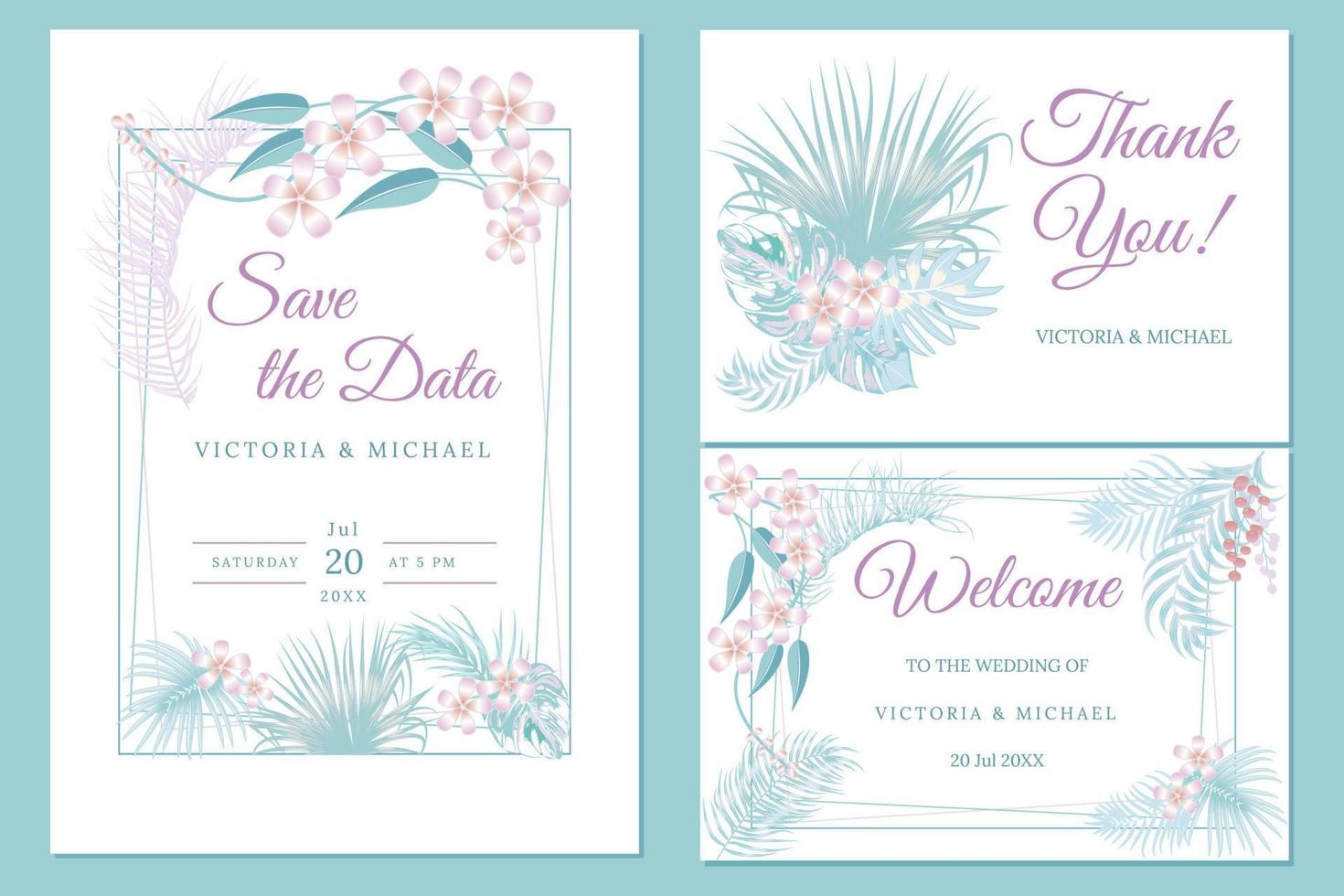 Wedding invitation card design, floral invite, soft pastel colors vector