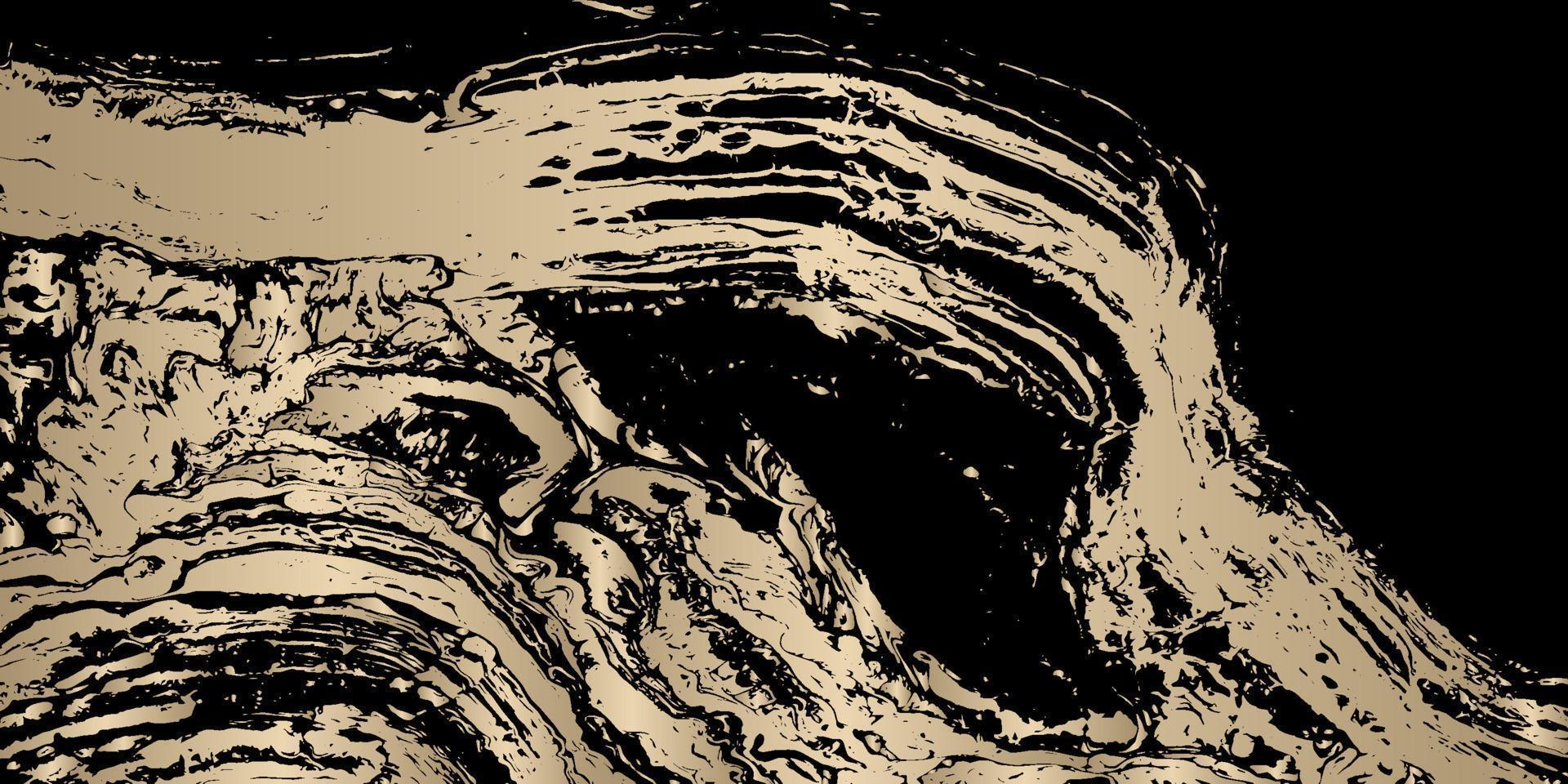 Gold dynamic waves on black backround. vector