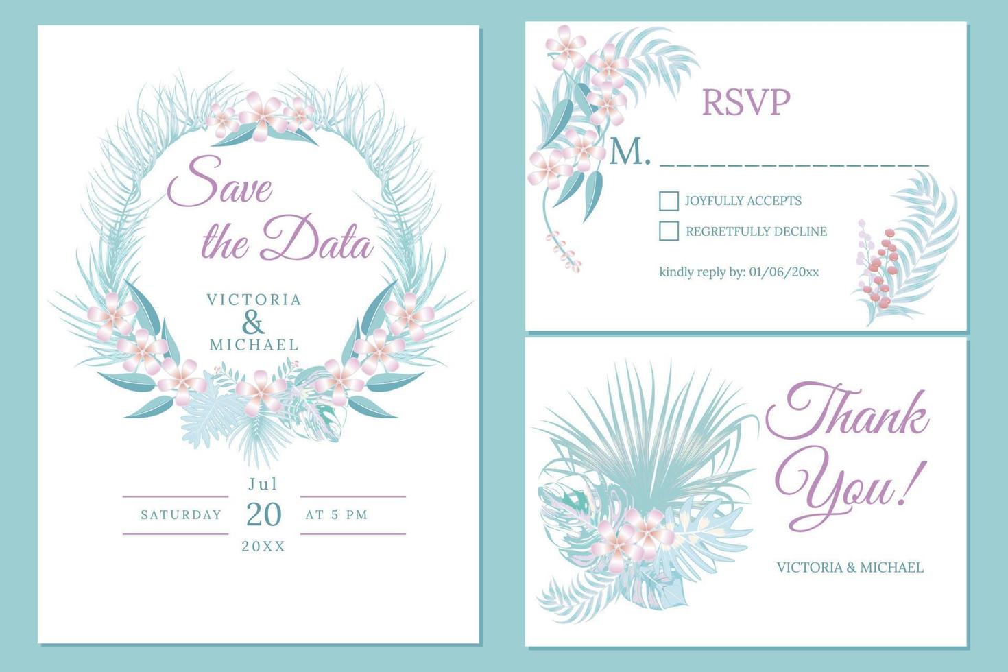 Wedding invitation card design, floral invite, soft pastel colors vector