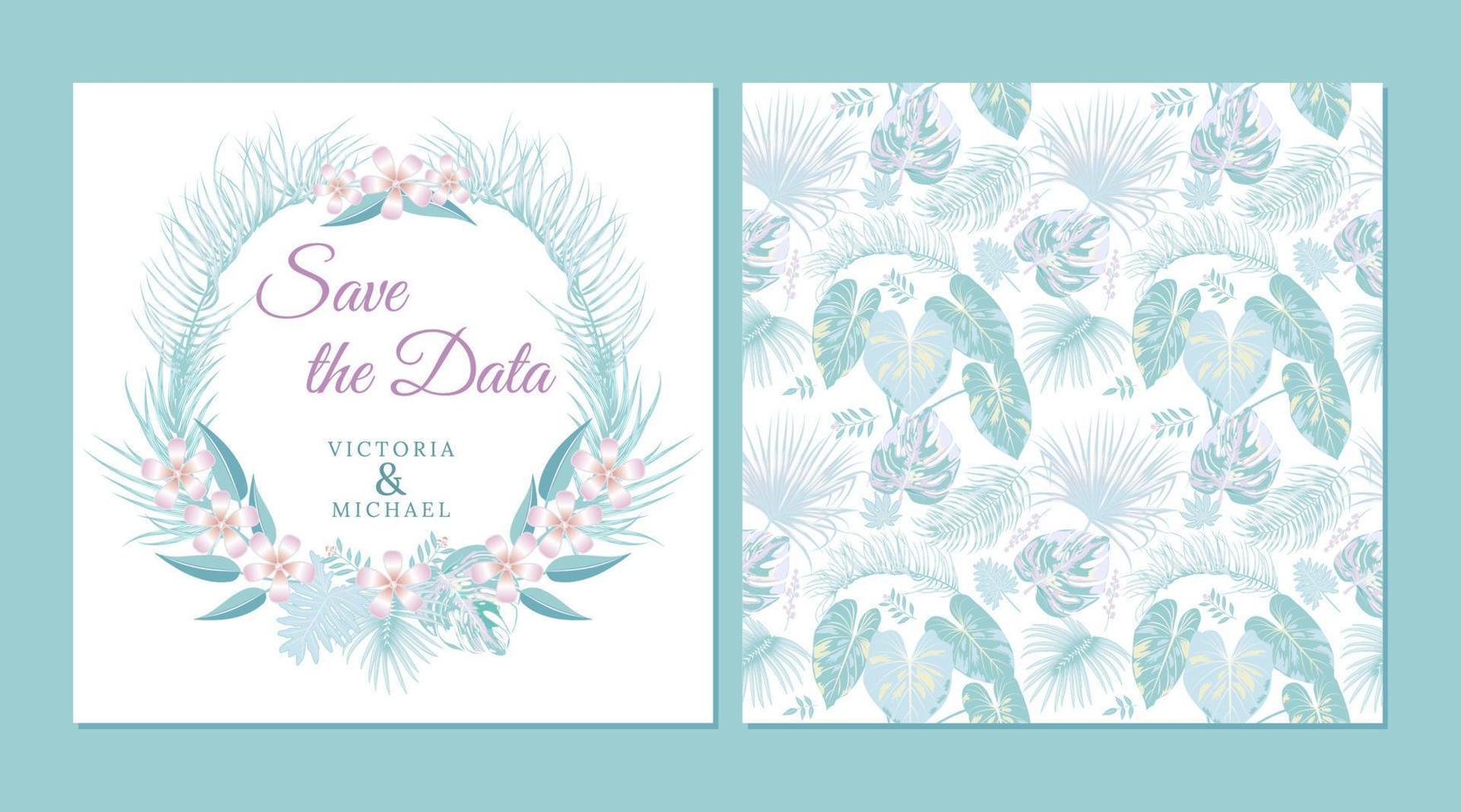 Wedding invitation card design, floral invite, soft pastel colors vector