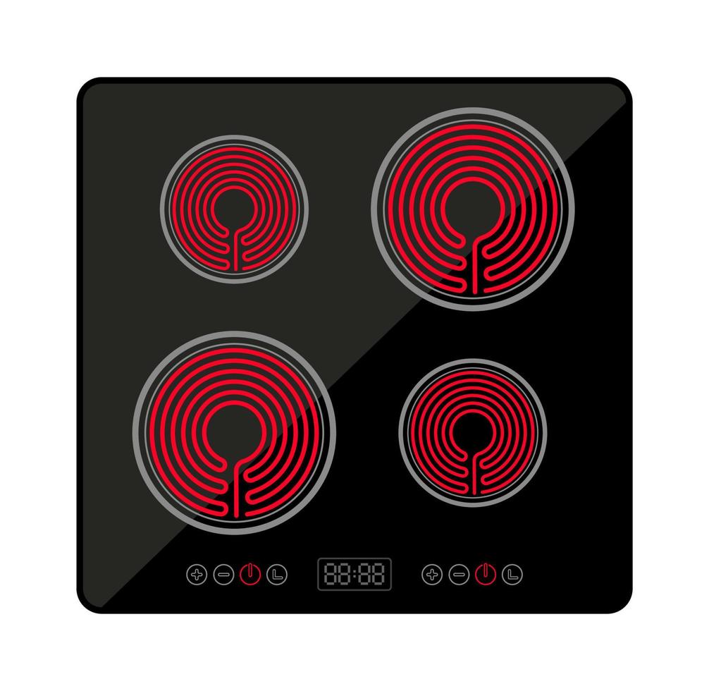 Induction stove cooker electric hob heater. Cooctop ceramic electric induction stove spiral top view vector