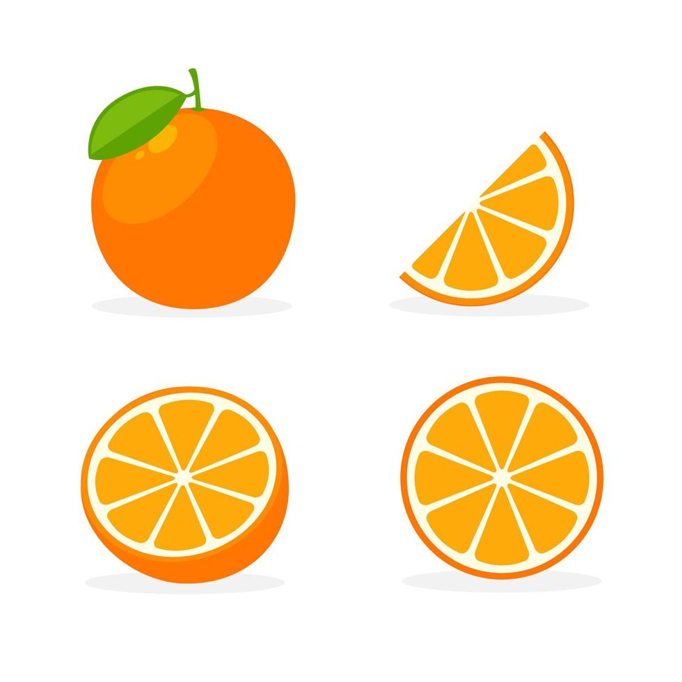 Vector orange flat icon. Simple orange citrus lifestyle symbol health cartoon food