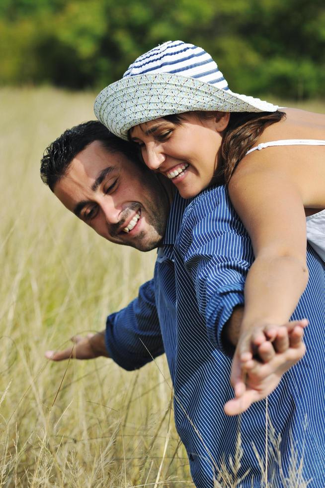 happy young couple have romantic time outdoor photo