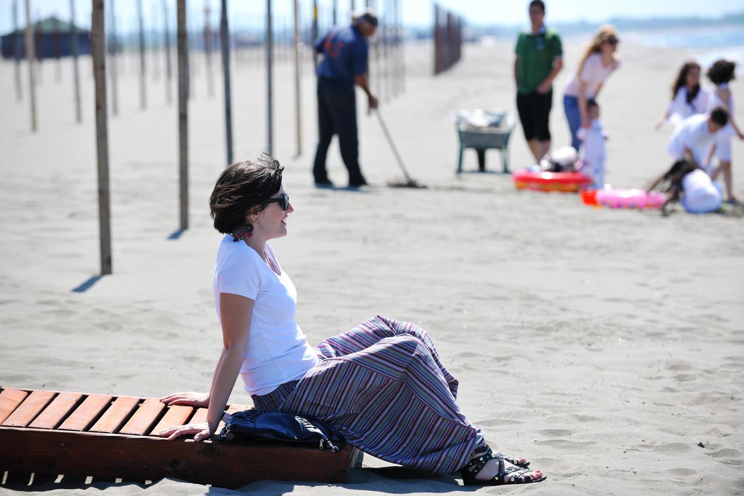 young woman relax  on beach photo