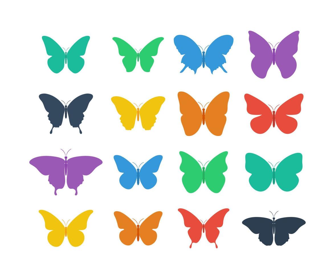 colección de mariposas de colores. mariposa en diseño plano. mariposas en diseño plano de moda. eps10 vector