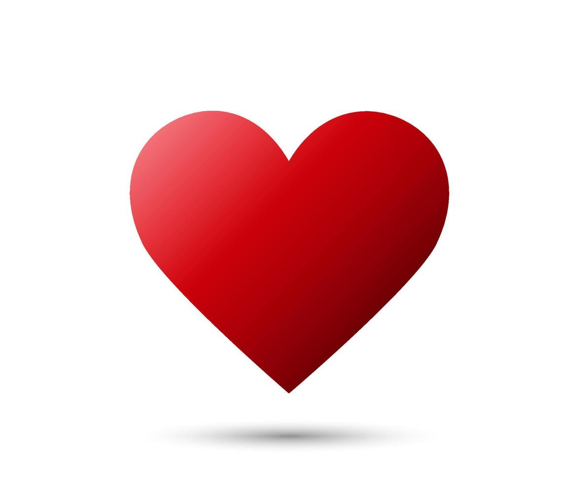 Realistic Red Heart icon with shadow isolated on white background. Love