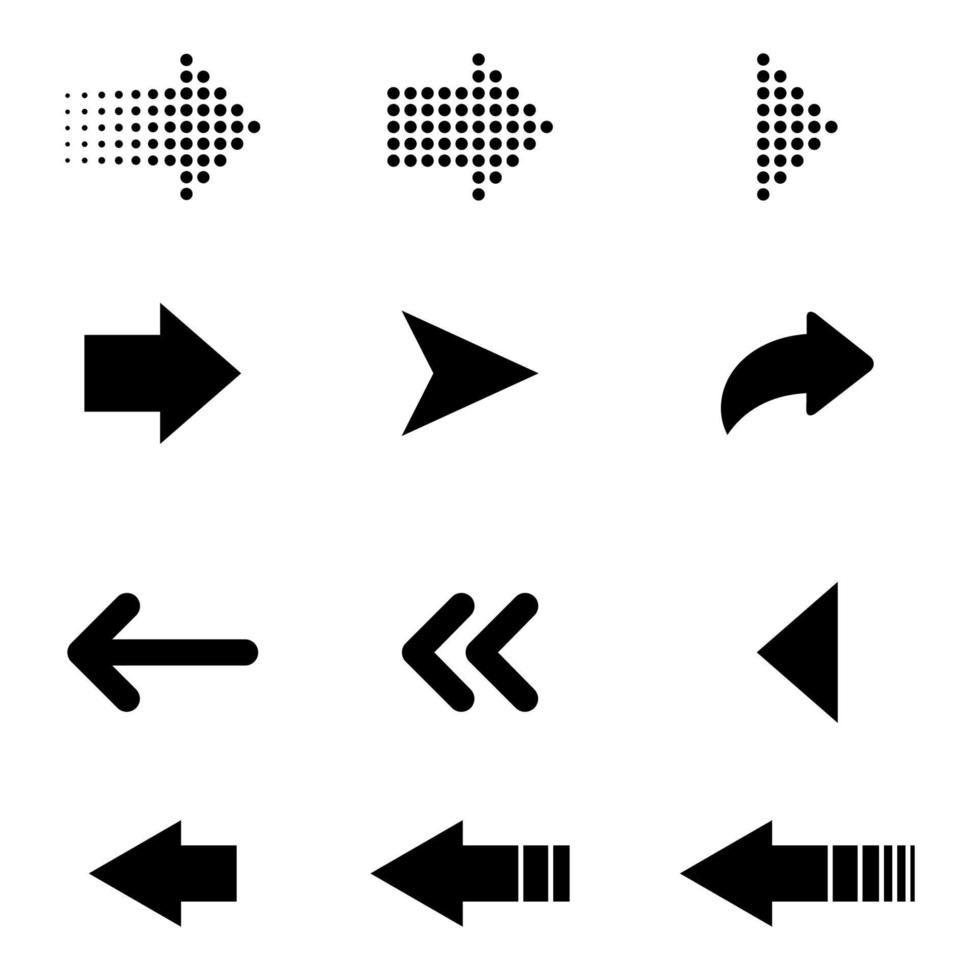 Arrows black icons isolated. Set of black arrows. Arrow icons. Eps10 vector