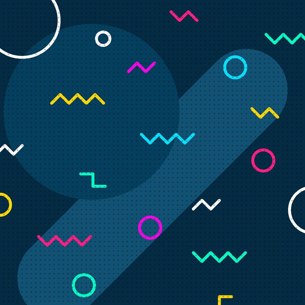 Background. Simple Abstract Geometric Backdrop in flat design with circles, wave lines and zigzag. Vector illustration