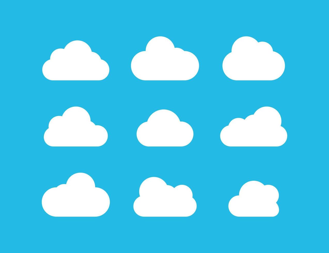 Clouds collection. White Clouds vector icons on blue background. White Cloud in flat design. Eps10