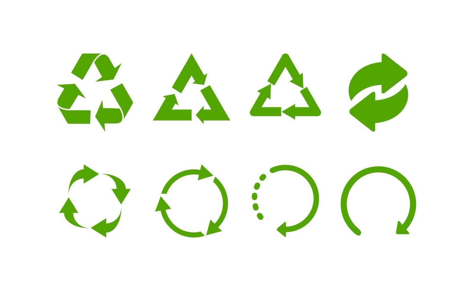 señales de reciclaje verdes. reciclar iconos. conjunto de símbolos de reciclaje verde. eps10 vector