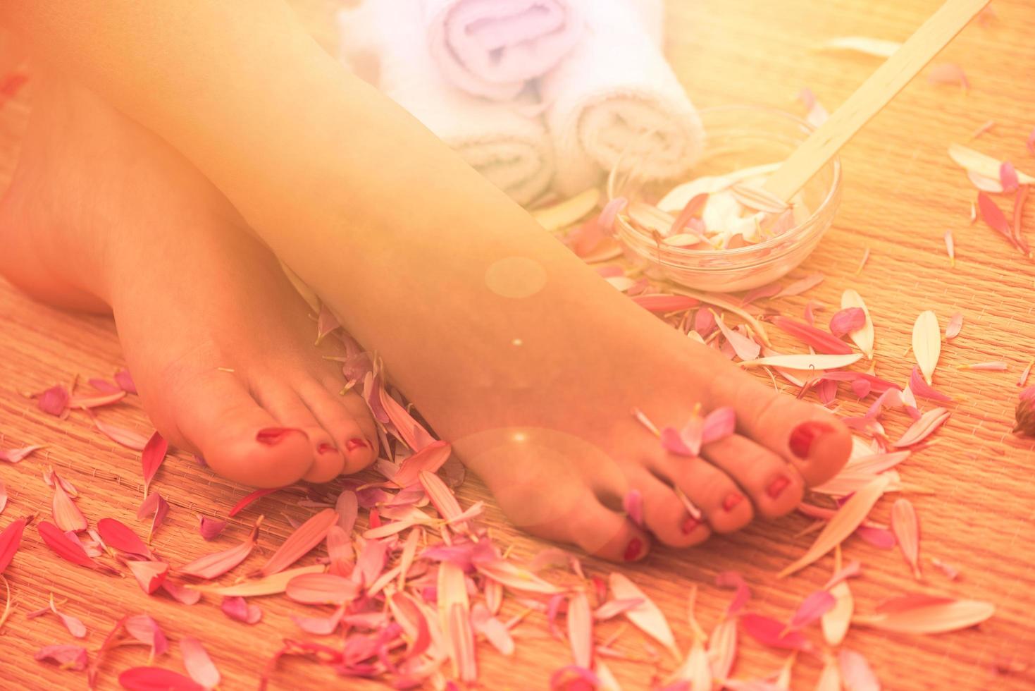 female feet at spa salon photo