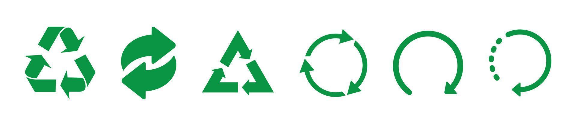 reciclar iconos vectoriales verdes. reciclar iconos aislados sobre fondo blanco. eps10 vector