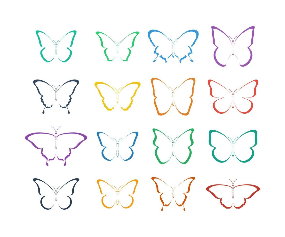 Colorful Butterflies collection. Butterfly in flat design. Butterflies in trendy flat design. Eps10 vector