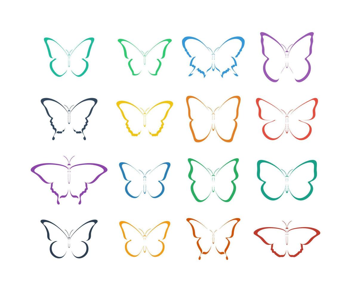 colección de mariposas de colores. mariposa en diseño plano. mariposas en diseño plano de moda. eps10 vector