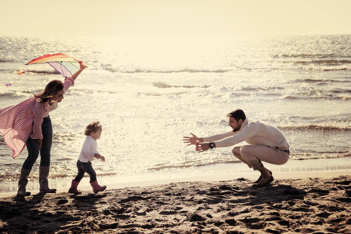 happy family enjoying vecation during autumn day photo