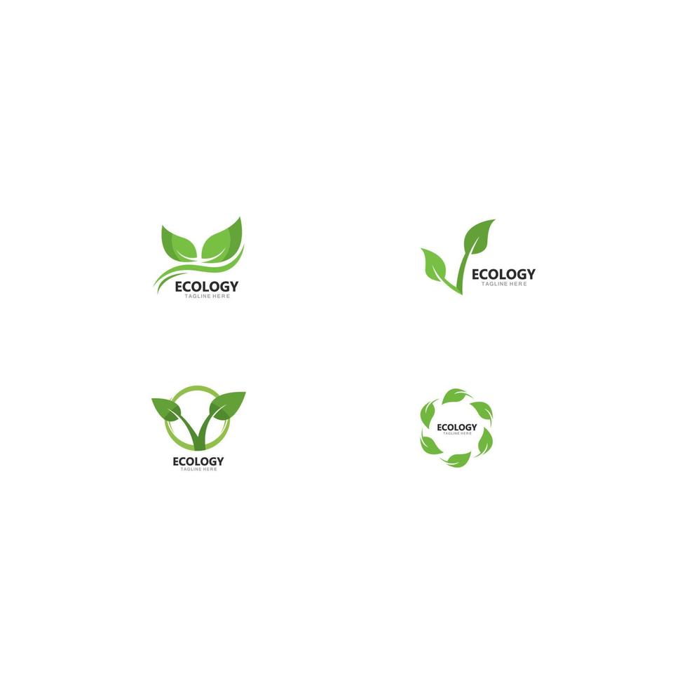 Logos of green leaf ecology nature element vector