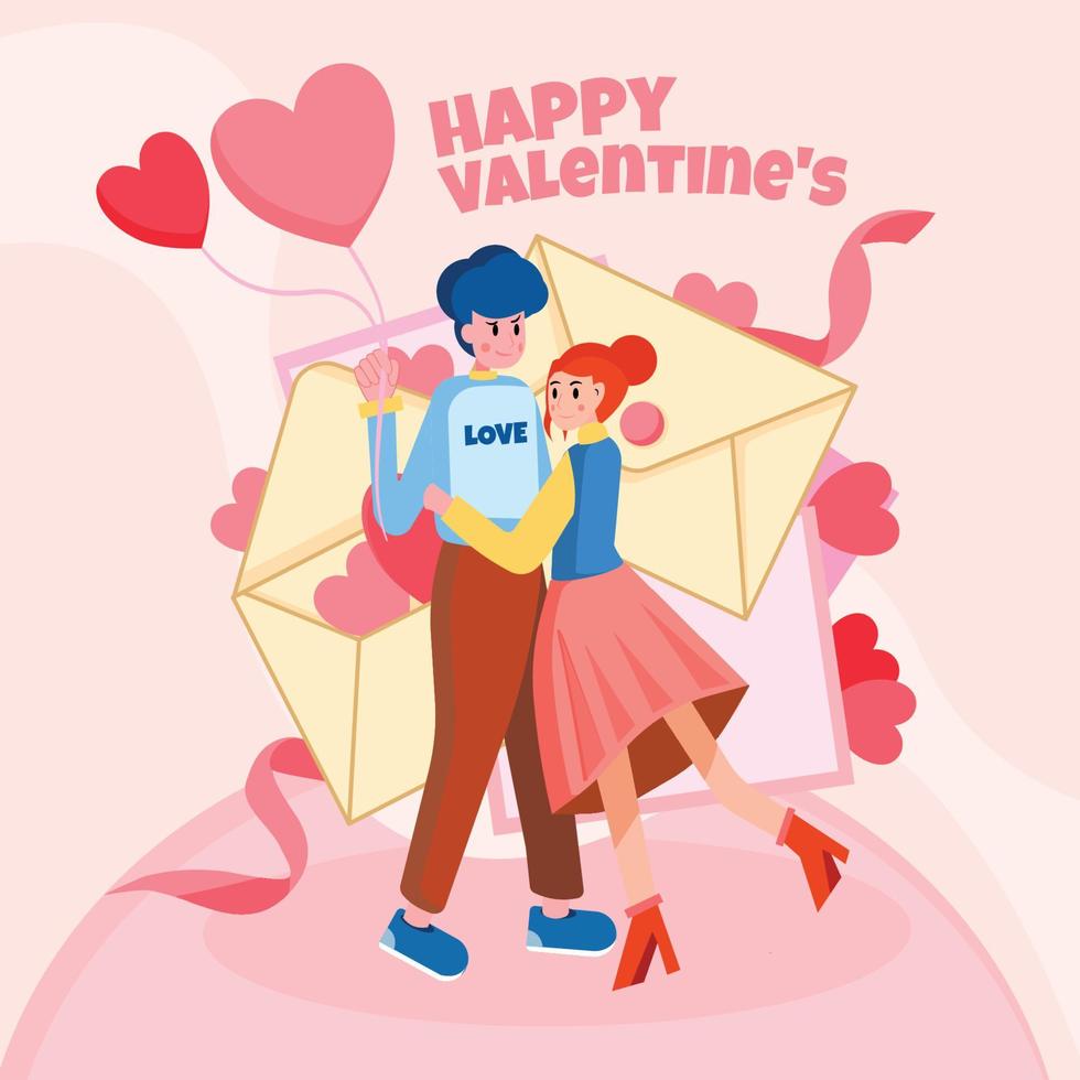 Happy Valnetine Illustration Vector Couple