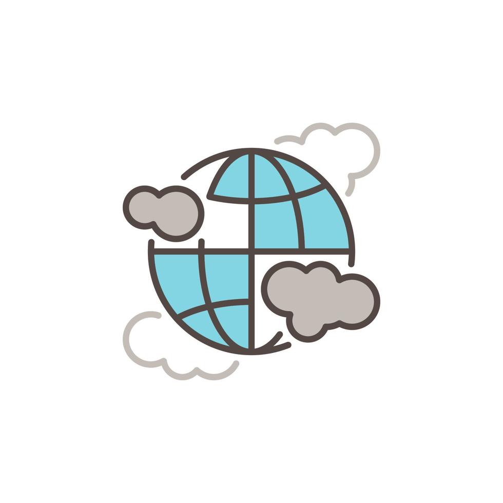 globo terráqueo con nubes vector concepto moderno icono o signo