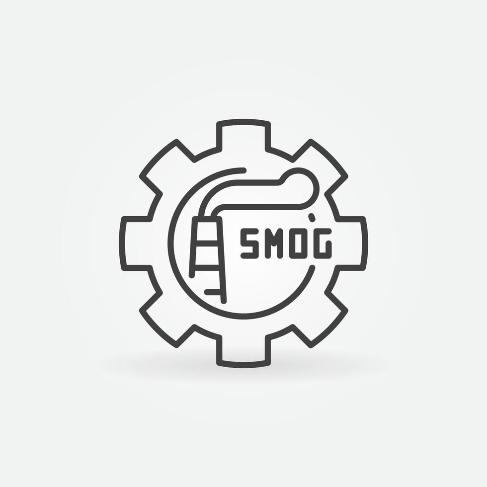 icono de concepto de vector de engranaje de smog en estilo de esquema