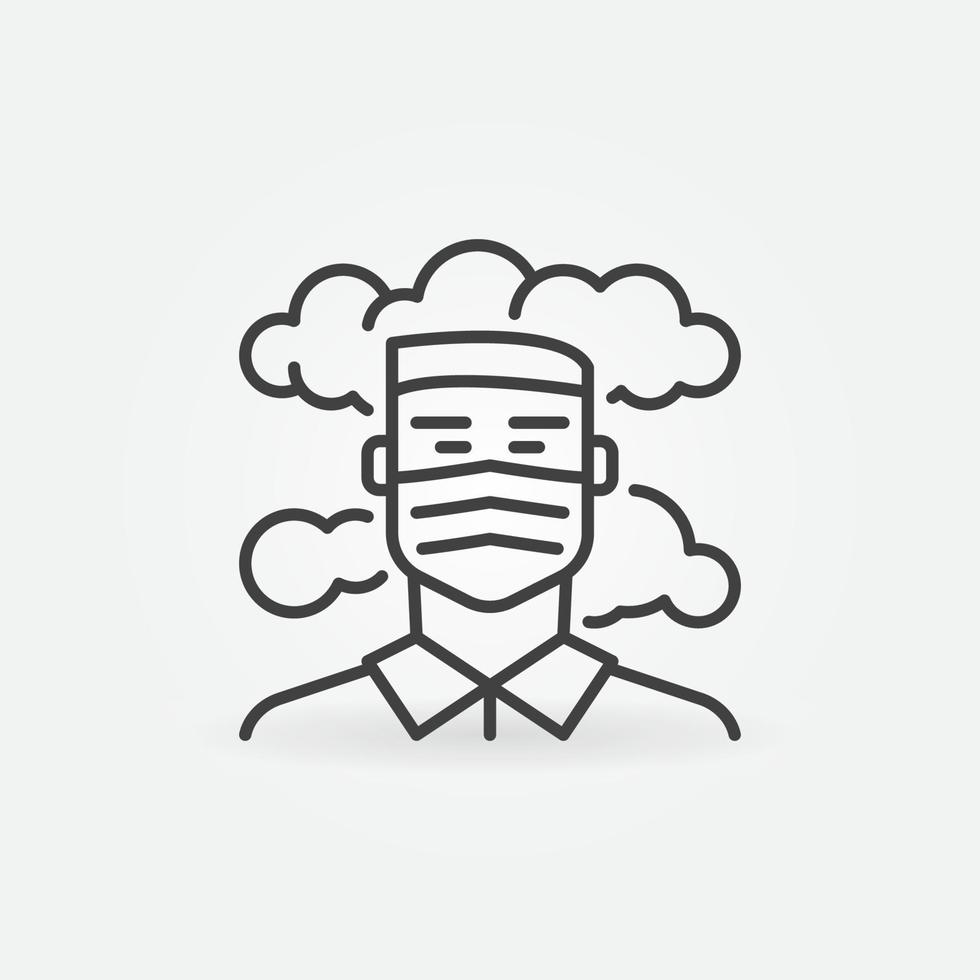 Man in Face Mask in Smog vector concept linear icon